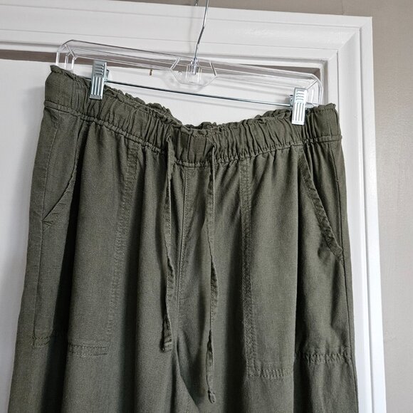 Women's Sonoma Goods For Life® Linen Wide Leg Ankle Pants - Olive, Size L - Picture 2 of 4